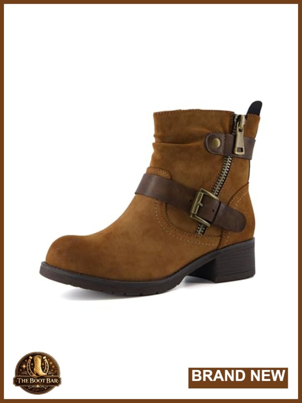 Women's Motorcycle Ankle Boots Faux Leather Memory Foam Zipper Buckle Combat